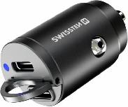 Automobilinis įkroviklis Swissten Nano, 2 x USB-C, juoda, 30 W