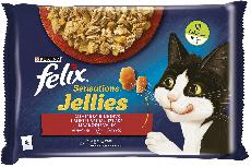 Šlapias kačių maistas Felix Sensations Jellies, jautiena/vištiena, 0.34 kg