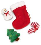 Minkštas žaislas katėms Beeztees Christmas Stocking 2400009, baltas/raudonas/žalias, 7 cm