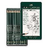 Grafito pieštukas Faber Castell Graphite Pencil 9000, 2H/H/F/HB/B/2B/3B/4B/5B/6B/7B/8B, pilka, 12 vnt.