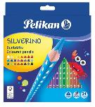 Pelikan Spalvoti pieštukai, Silverino, trikampis, SOFT plonas, 24 spalvų 