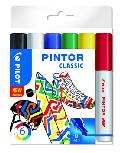 Permanentinis žymeklis Pilot Pintor Classic Medium, 1.4 mm, mėlyna/balta/juoda, 6 vnt.