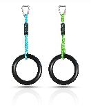 Gimnastikos žiedai Schildkrot Slackers Ninja Ring Set, 25 cm x 15 cm, mėlyna/juoda/žalia