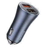 Automobilinis įkroviklis Baseus, USB 3.0, pilka, 40 W