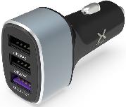 Adapteris Krux KRX0063, 2 x USB/QC 3.0, juoda/pilka