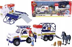 Žaislinis sunkvežimis Simba Fireman Sam Vet 4X4 With Trailer 925-2624, balta/mėlyna/raudona