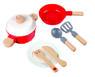 Žaisliniai virtuvės reikmenys, virtuvės žaislai Hape Play Essentials Little Chef Cook & Serve, įvairių spalvų