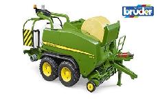 Žaislinė sunkioji technika Bruder Brother John Deere Round Bale Press Wraps 02032, žalia