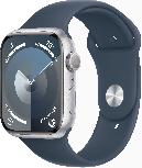 Išmanusis laikrodis Apple Watch Series 9 GPS, 45mm Silver Aluminium Storm Blue Sport Band S/M, sidabro