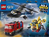 Konstruktorius LEGO® City Helicopter, Fire Engine & Submarine Remix 60462, 874 vnt.