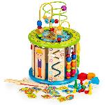 Lavinantis medinis kubas su žaidimais EcoToys Educational Cube With Games, 33.5 cm, įvairių spalvų