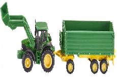 Žaislinė sunkioji technika Siku John Deere With Front Loader & Trailer 1843, 1:87, geltona/žalia