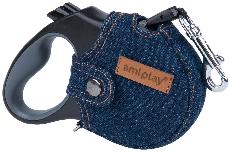 Automatinis pavadėlis Amiplay Denim, tamsiai mėlyna, L 5m