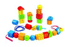 Lavinimo žaislas Hape String Along Shapes, įvairių spalvų