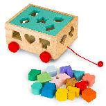 Lavinimo žaislas EcoToys Wooden Sorter Trolley, 10 cm, įvairių spalvų, 15 vnt.