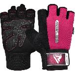 Treniruočių pirštinės RDX W1 Half, juoda/rožinė, M