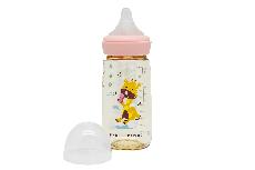 Vaikiška gertuvė Marcus & Marcus PPSU Transition Feeding Bottle Lola, 300 ml, 3 mėn., oranžinė/rožinė