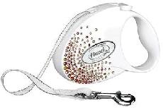 Automatinis pavadėlis Flexi Glam Splash Orient 2021, baltas/oranžinis/rožinis, S
