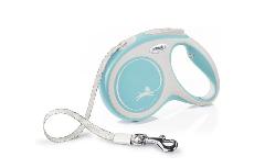 Automatinis pavadėlis Flexi New Comfort Tape, baltas/šviesiai mėlynas, XS 3m