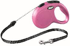 Automatinis pavadėlis Flexi New Classic Cord, rožinis, S 8m