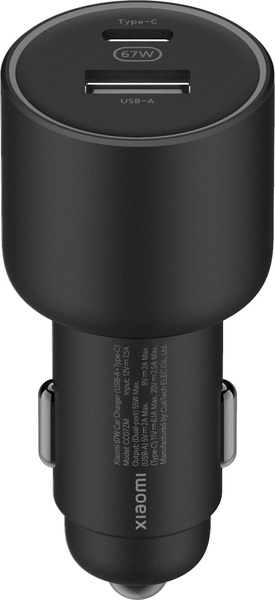 Automobilinis įkroviklis Xiaomi USB + USB-C, USB/USB-C, juoda sp., 67 W