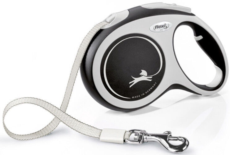 Automatinis pavadėlis Flexi New Comfort Tape, balta sp./juoda sp., L 8m