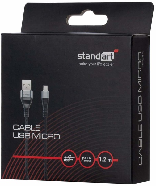 Laidas Standart GT-RH014, Micro USB, 120 cm, pilka sp.
