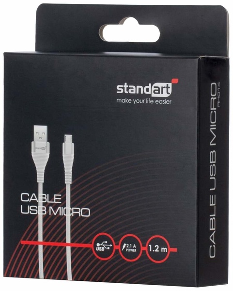 Laidas Standart GT-RH014, Micro USB, 120 cm, sidabro sp.