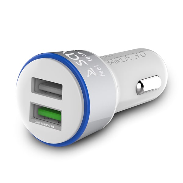 Automobilinis įkroviklis Savio SA-06/W, 2 x USB, balta sp.