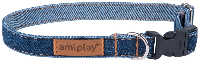 Antkaklis šunims Amiplay Denim, tamsiai mėlyna sp., 250 - 400 mm x 15 mm, 25-40