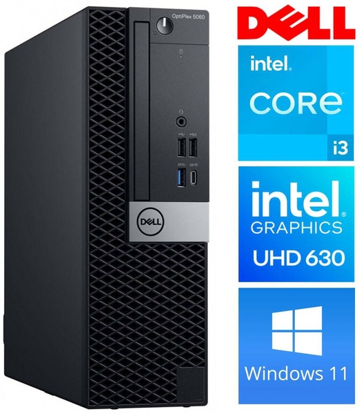 Stacionarus kompiuteris Dell OptiPlex 5060 SFF, atnaujintas Intel Core i3-8100, DDR4 8 GB, SSD 128 GB, Intel UHD Graphics 630 Dynamic, Windows 11 Pro