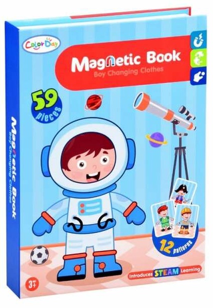 Magnetinė knyga - dėlionė Color Day Boy Changing Clothes, įvairių spalvų, 51 vnt.