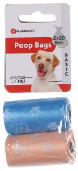 Maišeliai šunų ekskrementams Flamingo Spring 15624, 40 vnt. (spalva/dizainas parenkami atsitiktine tvarka)