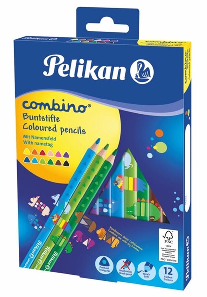 Pelikan Spalvoti pieštukai, combino, 12 sp
