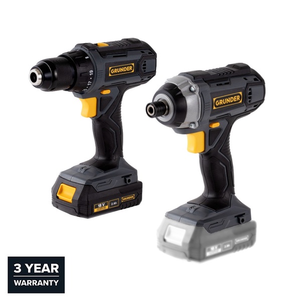Įrankių komplektas Grunder CD-L1218+CW-L1218E, 18 V, 1x2.0 Ah
