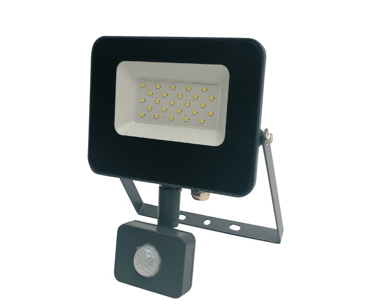 Prožektorius su judesio davikliu, tvirtinamas prie sienos Standart E024EI E024EIS, 20 W, 1600 lm, 4000 °K, IP65, pilka sp.