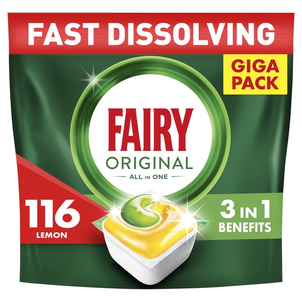 Indaplovių kapsulės Fairy All In One Lemon, 116 vnt.