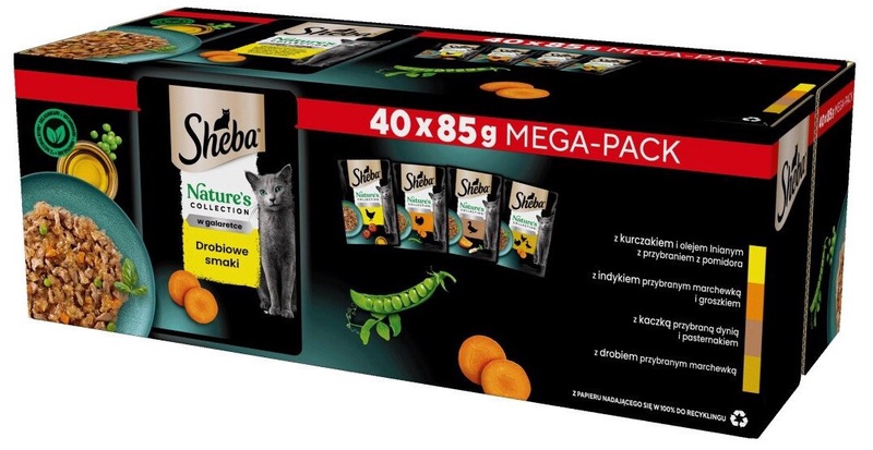 Šlapias kačių maistas Sheba Nature's Collection Poultry Jelly, paukštiena, 0,085 kg x 40 vnt.