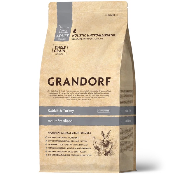 Sausas kačių maistas Grandorf GDCD0302, triušiena/kalakutiena, 2 kg