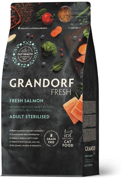 Sausas kačių maistas Grandorf Fresh Salmon, lašiša, 2 kg