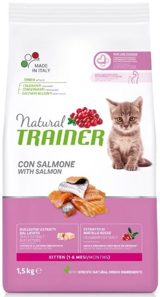 Sausas kačių maistas Natural Trainer Kitten Salmon, vištiena, 1.5 kg