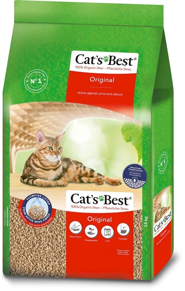 Kačių kraikas Cat's Best Original, medienos drožlių (sušokantis), 13 kg, 30 l