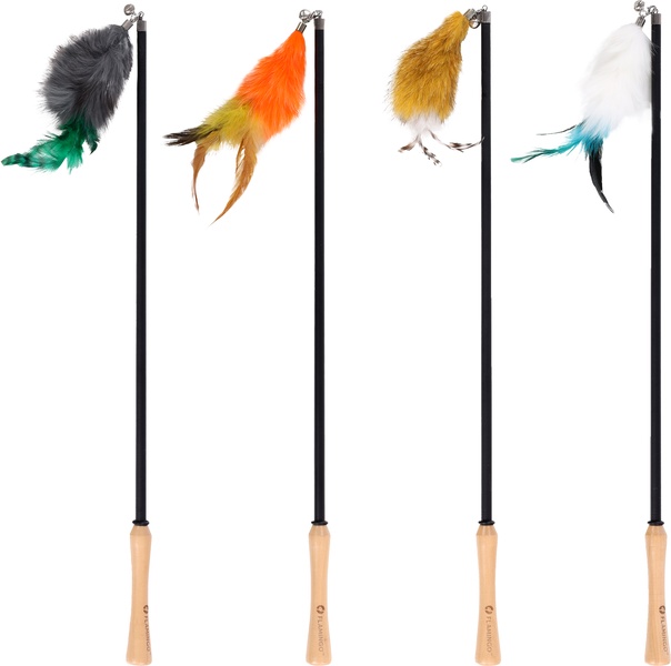 Žaislas ant pagaliuko katėms Flamingo Nouk 561629, (spalva/dizainas parenkami atsitiktine tvarka), 142 cm