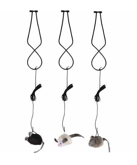 Žaislas katei Flamingo Bungee Mouse KF12767, (spalva/dizainas parenkami atsitiktine tvarka)