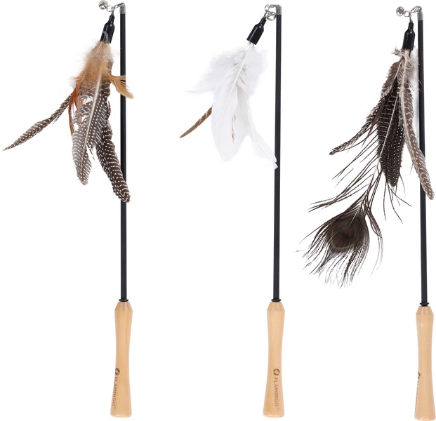 Žaislas ant pagaliuko katėms Flamingo Tyra 561628, (spalva/dizainas parenkami atsitiktine tvarka), 77 cm