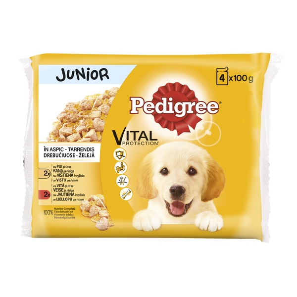 Šlapias šunų maistas Pedigree Junior, jautiena/vištiena, 0.4 kg