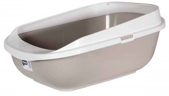 Kačių tualetas su rėmu Karlie 521368, balta sp./pilka sp., atviras, 57 cm x 43 cm x 25.5 cm