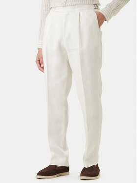 BOSS Medžiaginės kelnės · Balta · Relaxed Fit