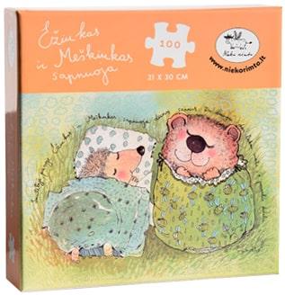 Ežiukas ir Meškiukas sapnuoja. Dėlionė (100 kortelių)