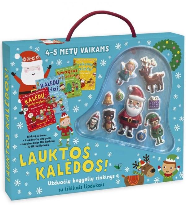 Lauktos Kalėdos! Užduočių knygelių rinkinys su iškiliais lipdukais 4-5 metų vaikams